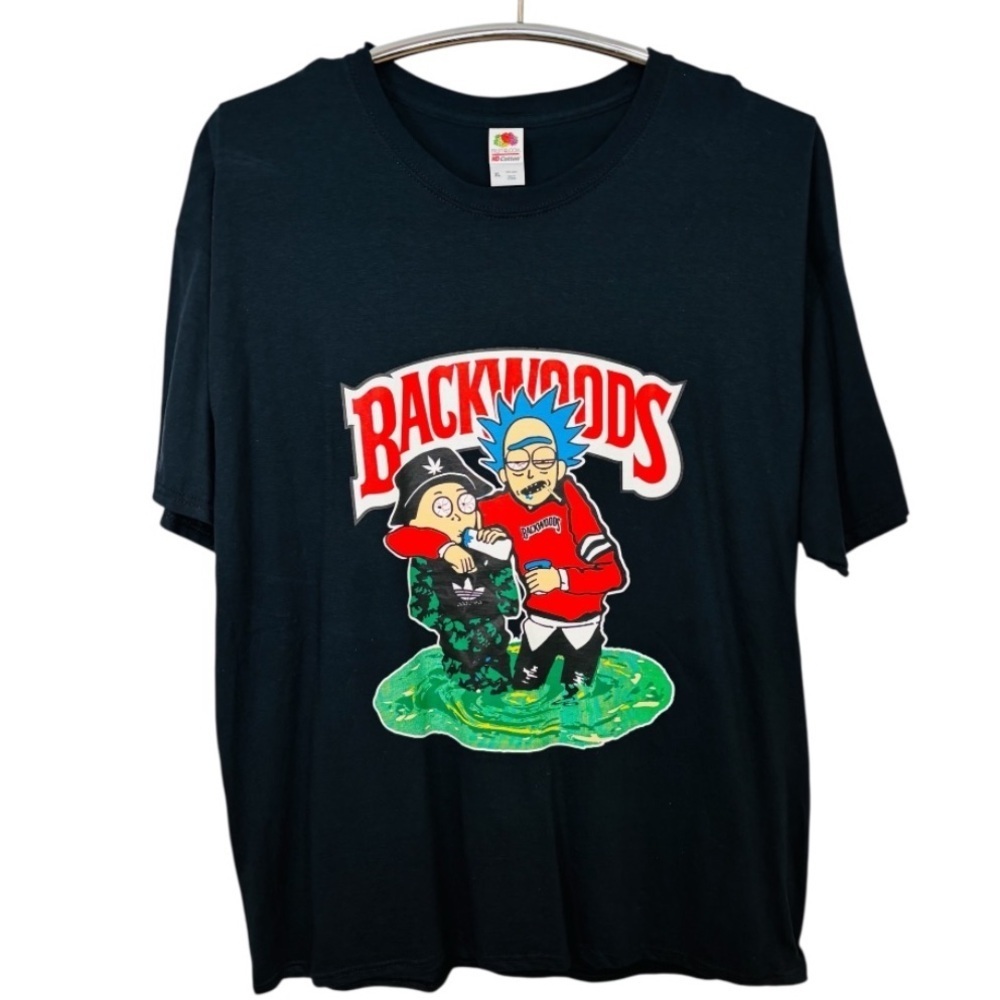 Backwoods Rick & Morty Graphic Men’s Black Shirt Size XL